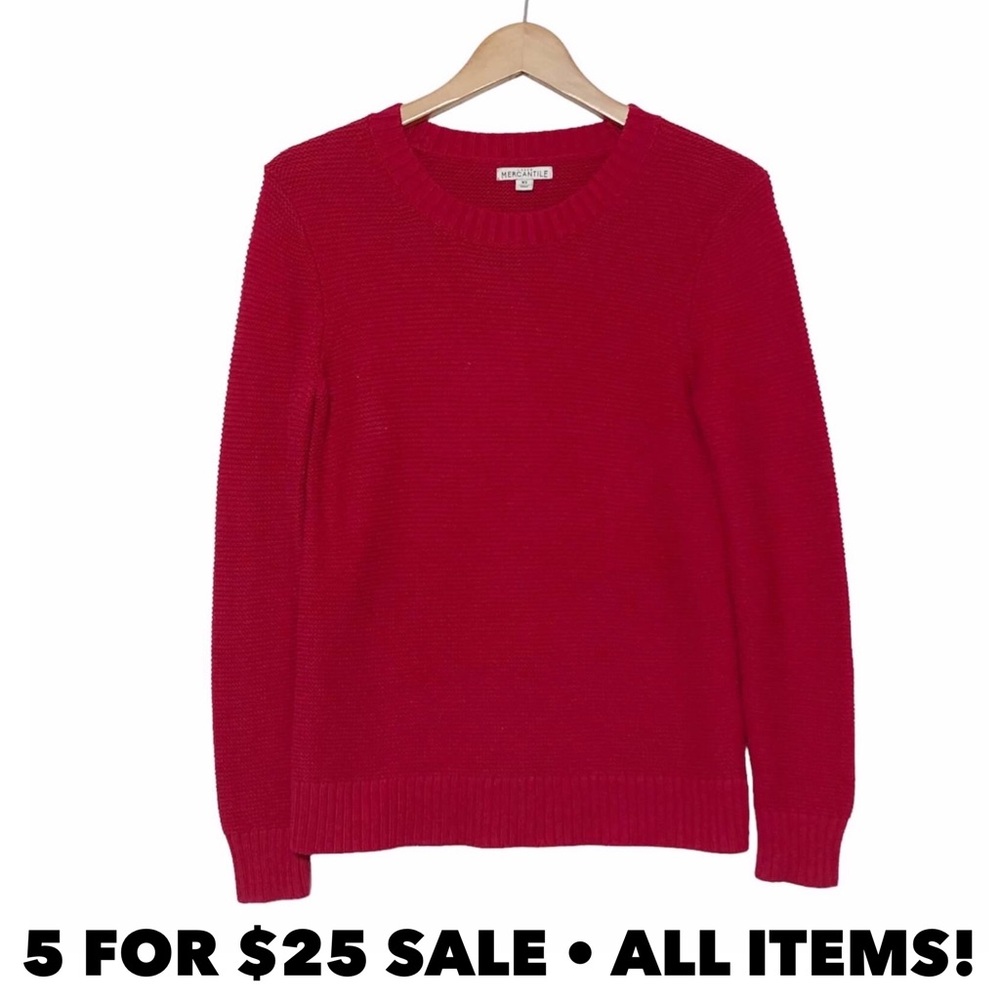 J Crew Red Cotton/Merino Wool Sweater